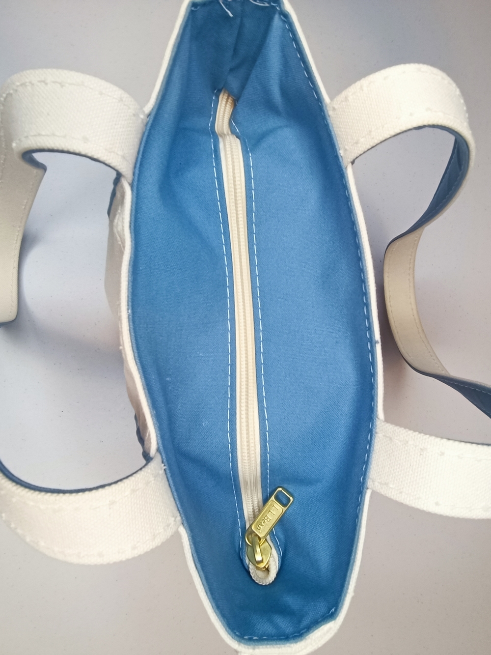 L.L.Bean Boat and Tote Zip-Top Medium Canvas Bag Regatta Blue Long Handles CBK - Picture 10 of 15
